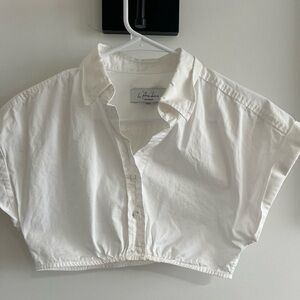 L’academie linen crop shirt